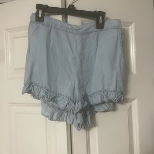 Forever 21; light blue flowy shorts; ruffles at bottom; size S
